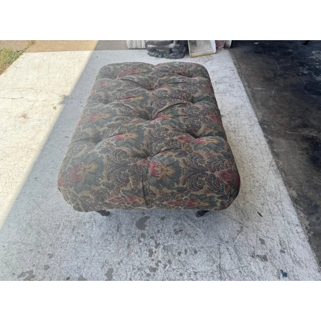 Traditional Late 20th Century Tufted Upholstered Ottoman For Sale - Image 3 of 6