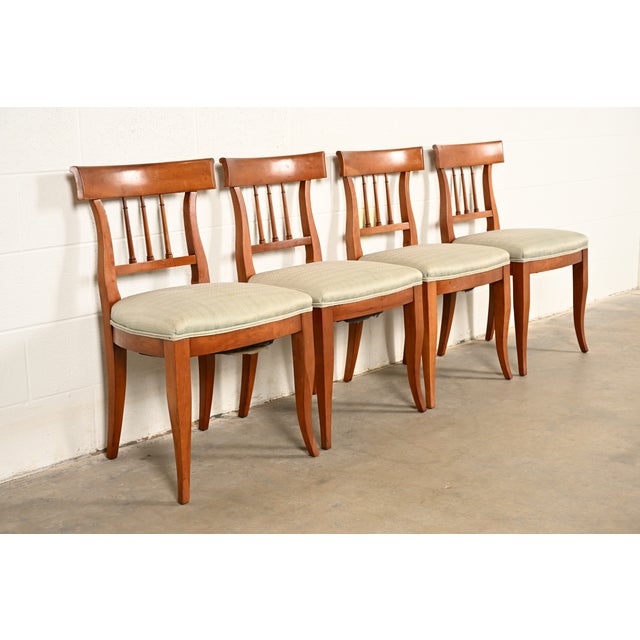 Kindel Furniture Regency Solid Cherry Wood Klismos Dining Chairs, Set of Four For Sale - Image 14 of 14