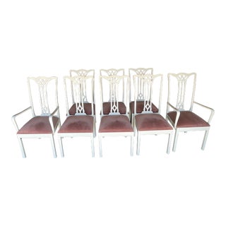 1990s Casa Nova Italy White Lacquer Dining Chairs- Set of 8 For Sale