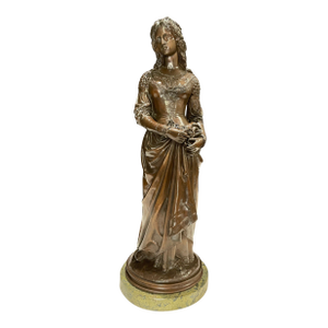 Late 19th Century 19th Century Sculpture Of A Young Woman With Flowers By Marcel Debut