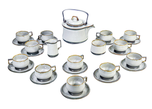 Tea Service in Stoneware from Bing & Grondal, Set of 15