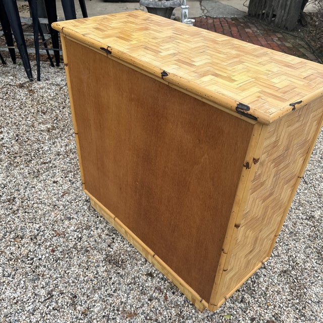 Vintage Woven Rattan Cabinet With Bamboo Handles For Sale - Image 12 of 12