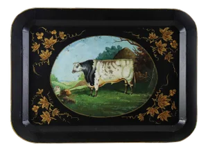 Vintage Farm Animal White Cow Tray