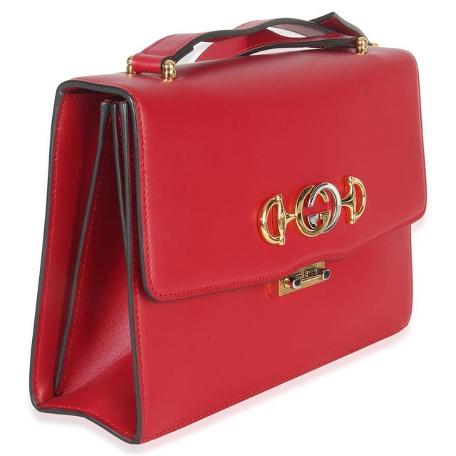 Contemporary Red Smooth Calfskin Small Zumi Shoulder Flap Bag For Sale - Image 3 of 9