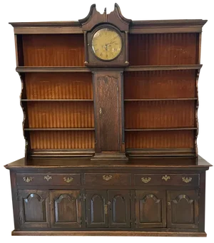 Large 18th Century George III Oak Dresser with Rack and Longcase Clock, 1780s