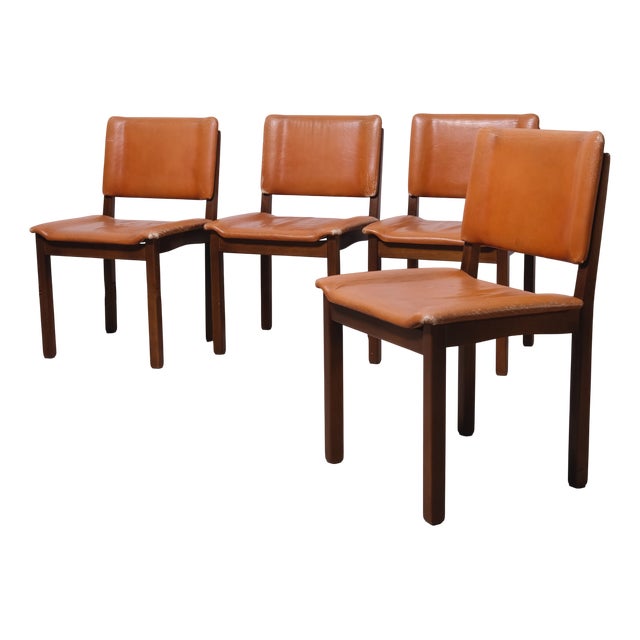 Vintage Leather Chairs, 1970s, Set of 4 For Sale
