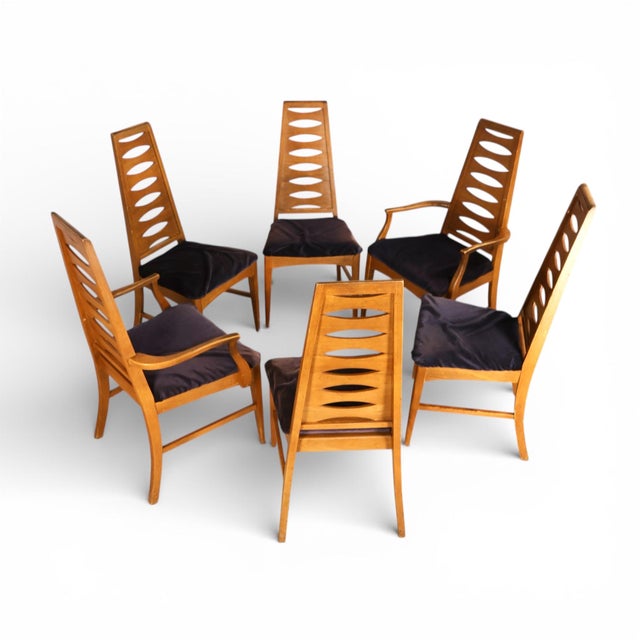 1960s Young Manufacturing Attributed Cat Eye Vintage Mid Century Modern Set of 6 Dining Chairs C. 1960s For Sale - Image 5 of 6