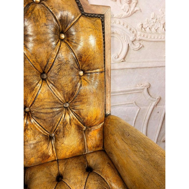 Set of 8 French Louis XV Dining Chairs, Leather Tufted, 1960s For Sale - Image 16 of 18