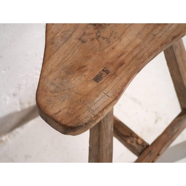 Antique Asian Stool in Elm, 1900s For Sale - Image 6 of 8