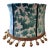 Designer Covington Teal Bunny Velvet Drum Lampshade With Beaded Fringe- It Glows For Sale