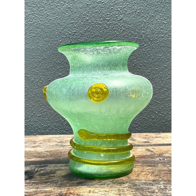 Vintage Italian Hand Blown Glass Vase For Sale - Image 10 of 12