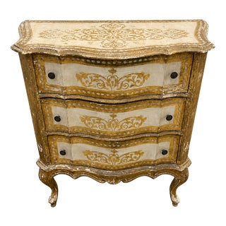 Renaissance Italian Giltwood Three-Drawer Crossbow Chest of Drawers, 1960s For Sale