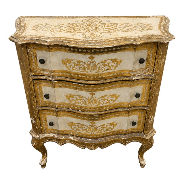 Renaissance Italian Giltwood Three-Drawer Crossbow Chest of Drawers, 1960s For Sale