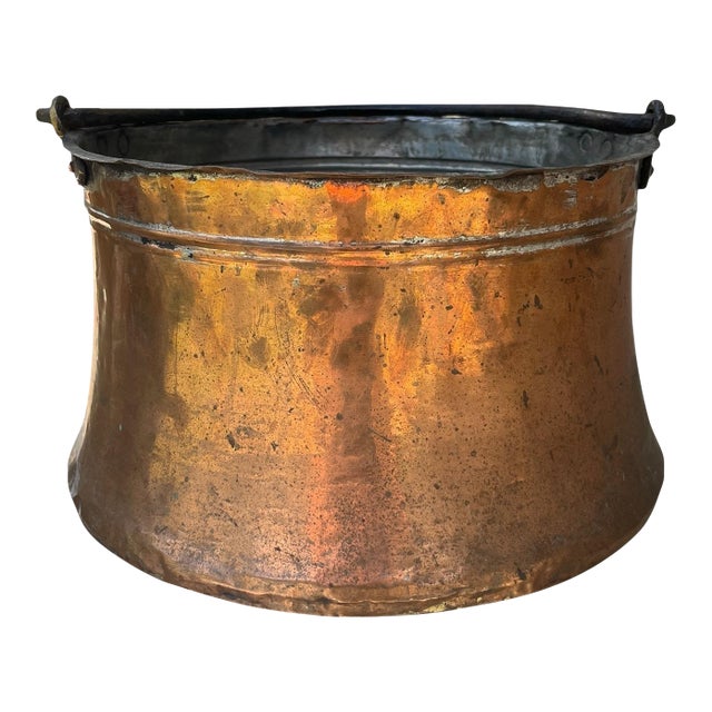 19th Century French Copper & Brass Kettle or Chimney Pot For Sale