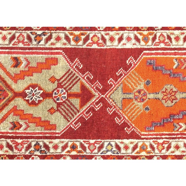 1960s Turkish Oushak Runner. Handwoven with wool on wool foundation in the Oushak region of Western Turkey. The Anatolian...