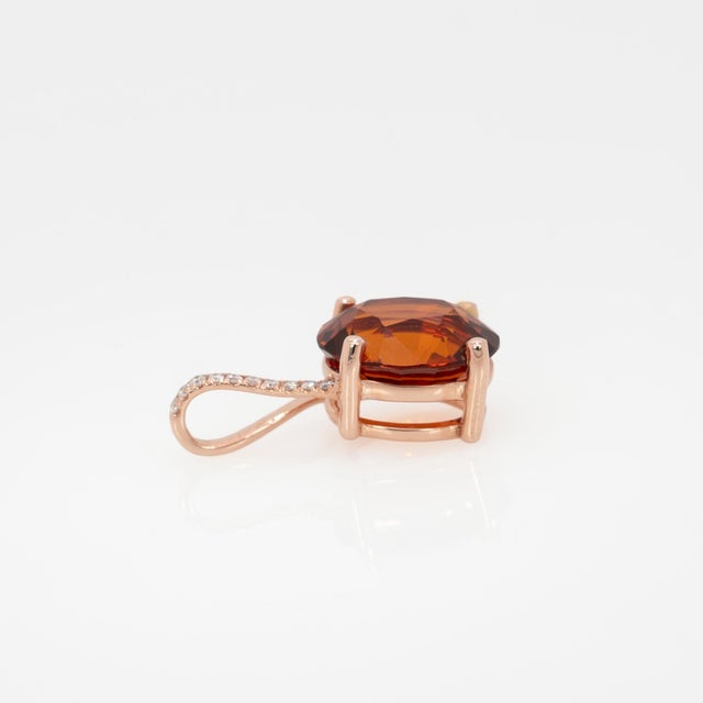 2.6cts Spessartine Pendant With Natural Diamonds Accents: Solid 14k Gold, For Sale In Columbus - Image 6 of 7