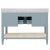 Worlds Away Matthew Izzo Home Cutler Light Blue Matte Lacquer Single Sink, Two Drawer Bath Vanity With Open Can Shelf and Brass Drawer Pulls For Sale - Image 4 of 7