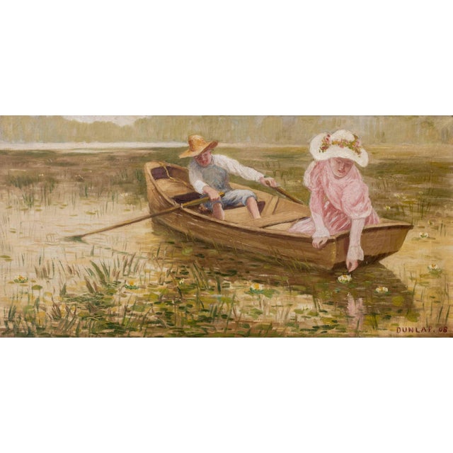 Helena Adele Dunlap (American, 1876-1955), Rowing on the River, Oil on Canvas, 1908, signed and dated lower right,...