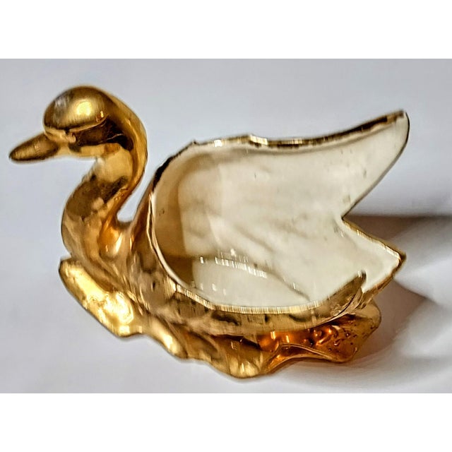 1940s McCoy 22kt Weeping Gold Swan Planter For Sale - Image 6 of 10