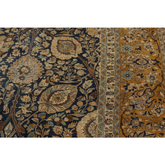 Authentic 19th Century Persian Tabriz Botanic Handwoven Wool Rug For Sale In New York - Image 6 of 8