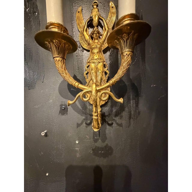 1930 French Empire Style Sconces 2 Lights For Sale In New York - Image 6 of 7