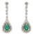 Luxury Pear Cut Zambian Emerald & Diamond Halo Drop Earrings in 14k White Gold- A Pair For Sale