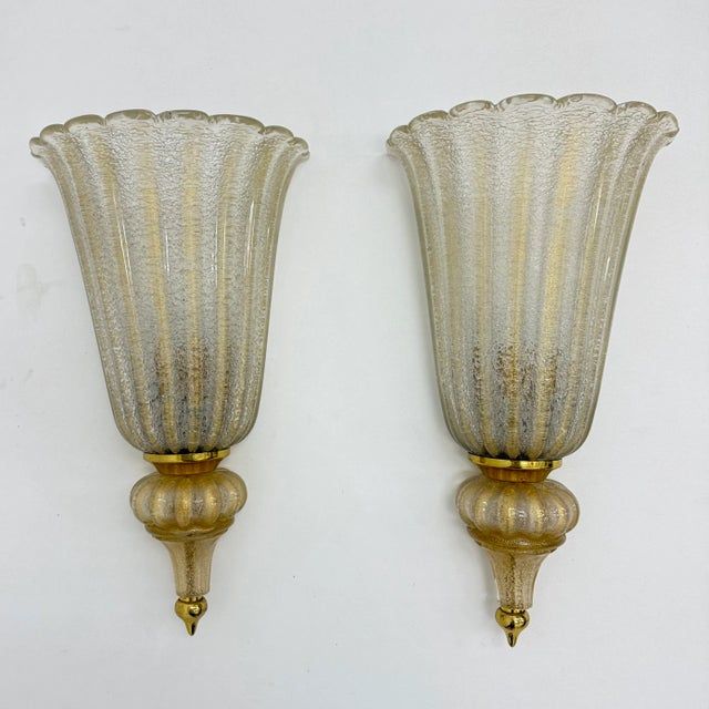 Wall Lamps Sconce Murano Glass from Barovier & Toso, 1970s, Set of 2 For Sale - Image 11 of 18