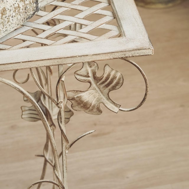 Metal Side Table with Wire Shelf For Sale - Image 6 of 16