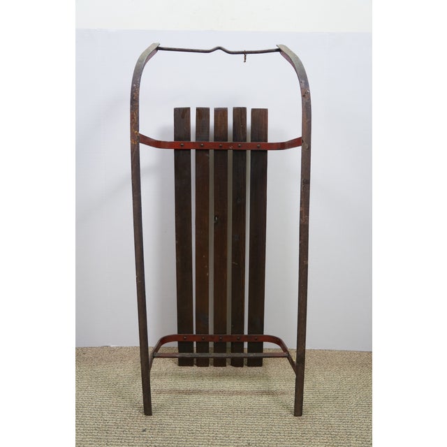 Mid Century Slatted Oak & Iron Snow Sled Sleigh Pull Tow Toboggan Sledge 34" For Sale - Image 14 of 18