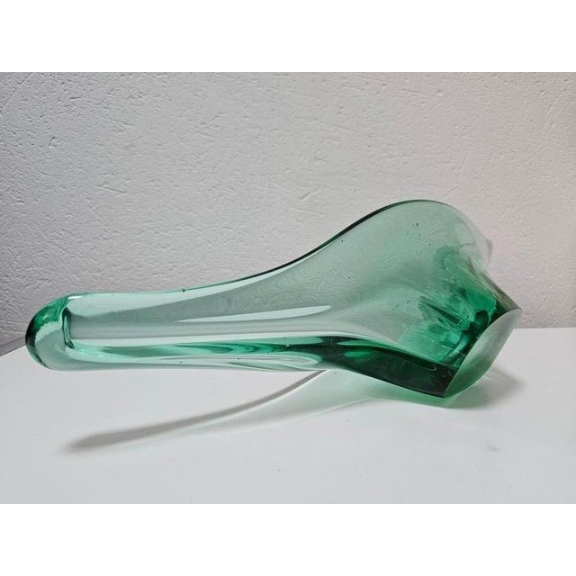 Glass Large Green Murano Glass Bowl Shaped as Gondola, Italy, 1970s For Sale - Image 7 of 10