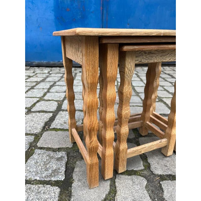 Brown Nesting Tables in Oak by Carl Eriksen for Cemo Möbel Odense, Set of 3 For Sale - Image 8 of 11