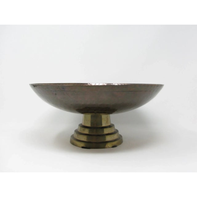 Vintage hammered brass pedestal bowl made in India for import by Rosenthal-Netter. Lemons not included.