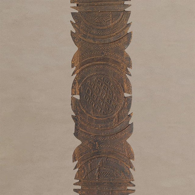 Rustic Vintage Berber Hand-Carved Wooden Tent Peg Wall Sculpture For Sale - Image 3 of 7