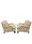 English Pair of Lee Industries Floral Upholstered Lounge Chairs With Brass Casters For Sale - Image 3 of 12