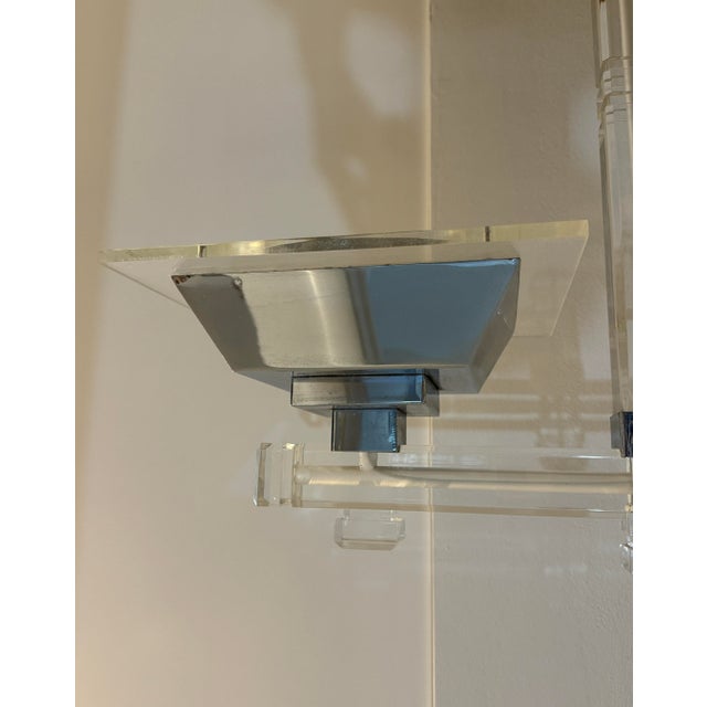 Vintage 1970s Charles Hollis Jones Style Lucite and Chrome 2-Arm Chandelier or Table Lamp For Sale - Image 10 of 11