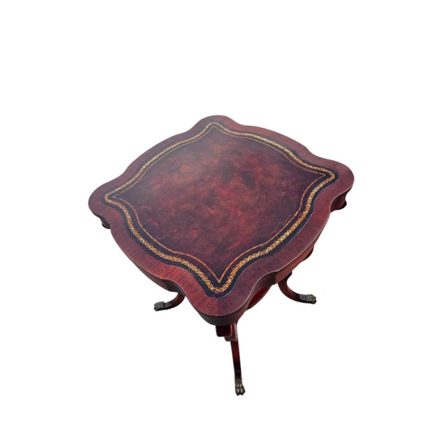 Pair of 1940 Regency Style Leather Top Maple Wood Tables. For Sale - Image 9 of 13