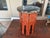 Folk Art Vintage Black Marble Top & BoHo Asian Red Lacquered Wood Base Tabouret Table For Sale - Image 3 of 6