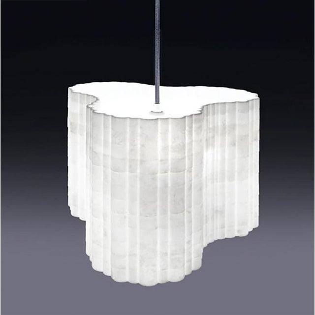 Stripes a7 decorative hanging lamp in afyon white marble by bufalini marmi dimensions: ø 30 x h 27 cm. Materials: afyon...