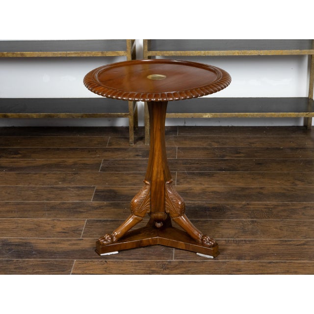 Brown English 19th Century Mahogany Guéridon with Gadroons and Griffin Inspired Legs For Sale - Image 8 of 11