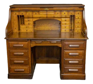 Edwardian Oak Roll Top Desk