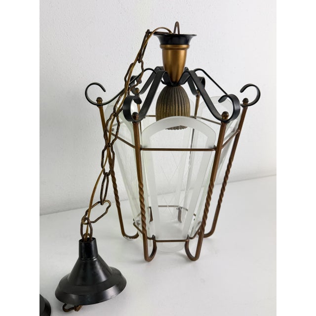 1950s Pendant Lamps in Brass and Murano Glass, 1950s, Set of 2 For Sale - Image 5 of 13