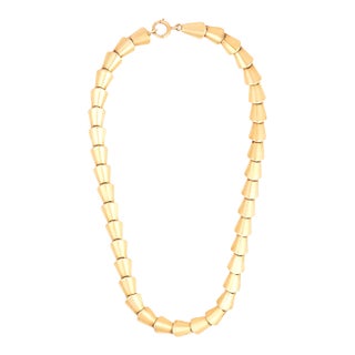 Vintage Brutalist Choker 14k Yellow Gold Necklace For Sale