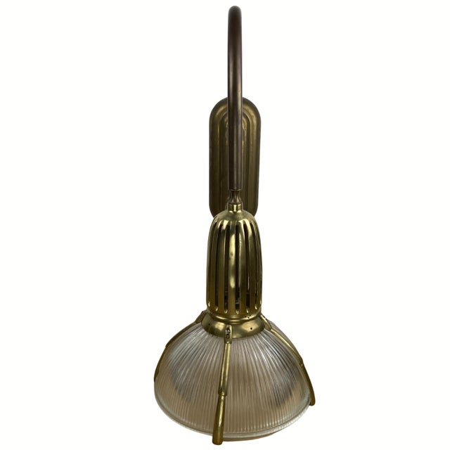 1980s Art Deco Holophane Cut Glass and Brass Wall Lamps, 1970s, Set of 2 For Sale - Image 5 of 18