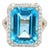 14k Yellow Gold 15.41 CTW Blue Topaz Halo Diamond Cocktail Ring Size 7 For Sale