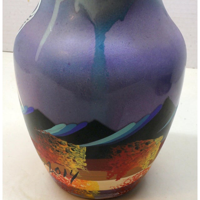 Signed Sam 2 Bulls – Oglala Lakota Sioux Hand-Painted Art Vase For Sale - Image 14 of 16