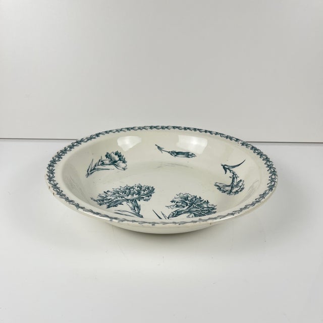 Blue Low Earthenware Salad Bowl with Oeillet Pattern from KG Lunéville, 19th Century For Sale - Image 8 of 8