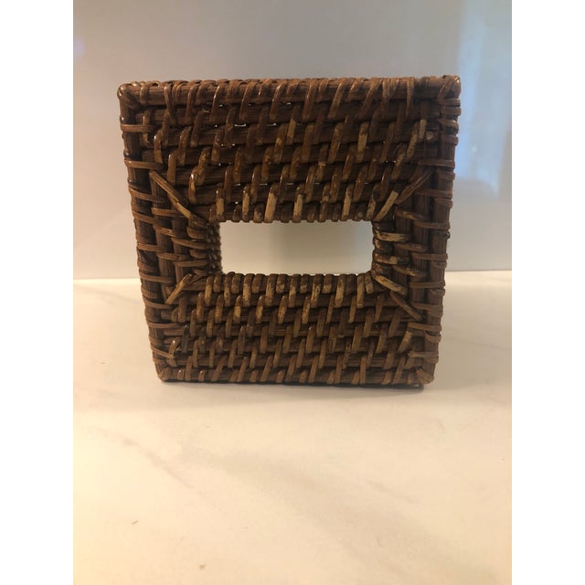 Vintage Rattan Tissue Box Cover With Rectangle Opening For Sale - Image 6 of 8