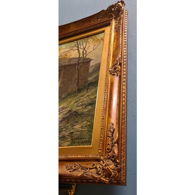 Giuseppe Gheduzzi, Landscape, Early 1900s, Oil on Wood, Framed For Sale - Image 14 of 18