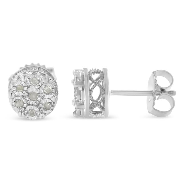 Time to make your appearance glow with this shimmering pair of stud earrings. The pair made with sterling silver also...