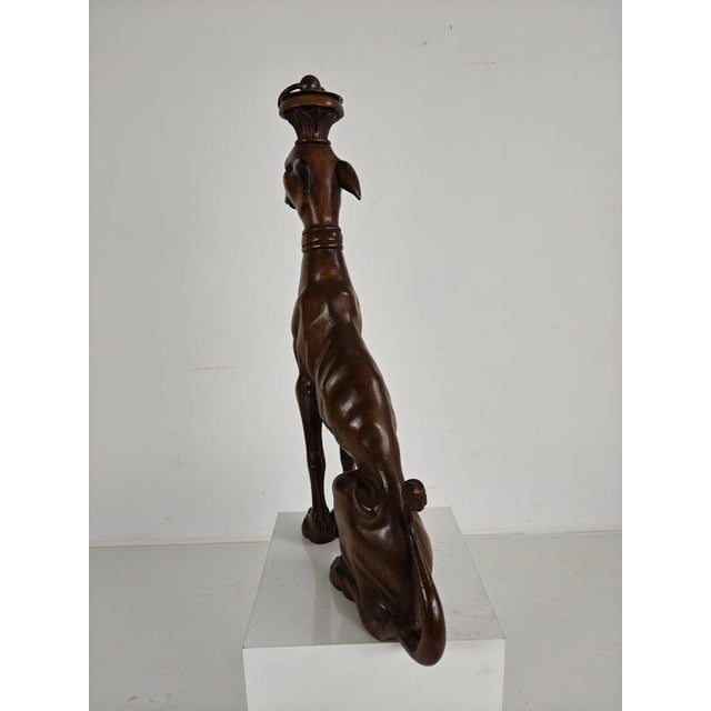 Hand-Carved Wooden Greyhound Statue, 20th Century For Sale - Image 6 of 16